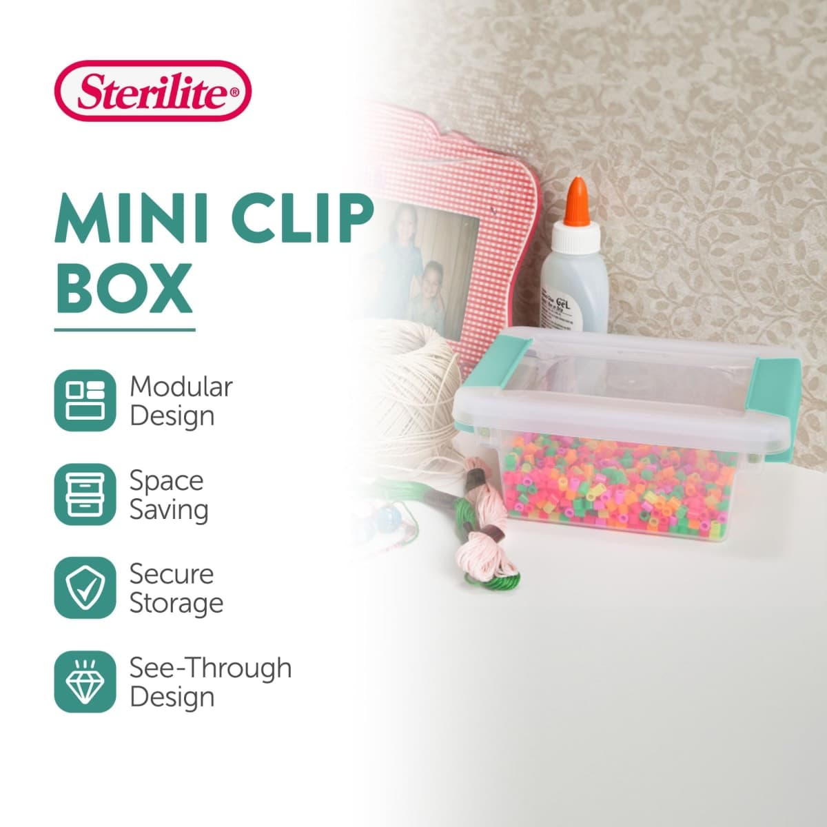 Sterilite 19698606 Mini Clip Box, 6-Pack,Blue thumbnail 2