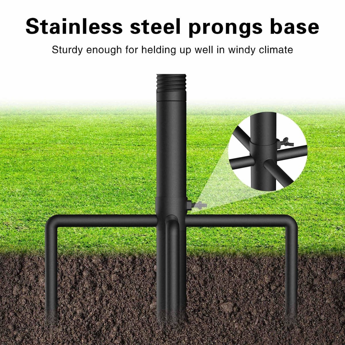 Wphold Flag Poles for Outside in Ground - 10ft in Ground Flag Poles with 5 Prong Base, 3x5 ft American Flag Pole Kit for Yard thumbnail 3