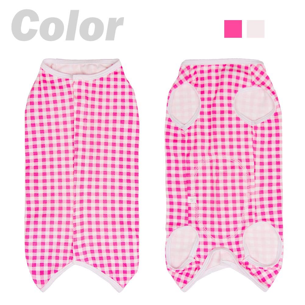 Dog’s Recovery Suit Post Surgery Shirt for Puppy, Wound Protective Clothes for Little Animals(Pink White Plaid-s) thumbnail 3