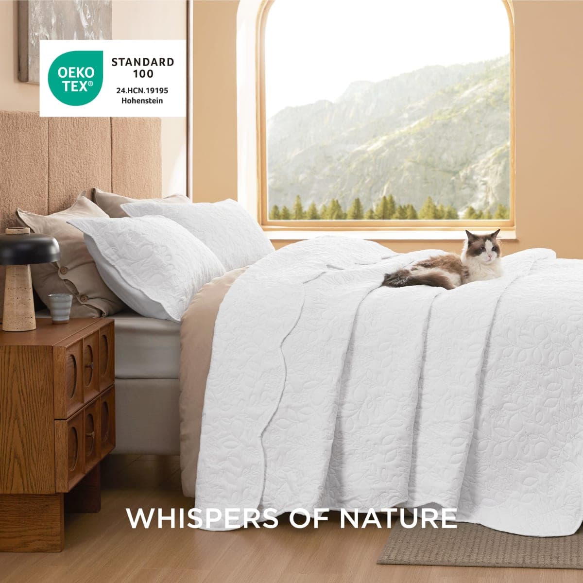 Bedsure Quilt Queen Size Bedspread, Thin Comforter, White Leaf Coverlet thumbnail 5