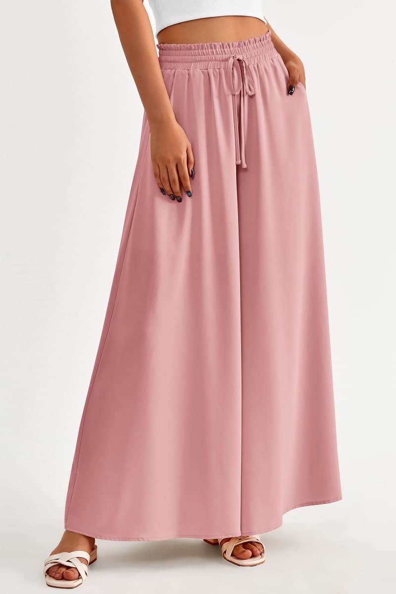 PRETTYGARDEN Women's 2026 Summer Wide Leg Palazzo Pants High Waisted Flowy Pockets Trendy Casual Lounge Boho Beach Trousers (Pink,Small) thumbnail 2