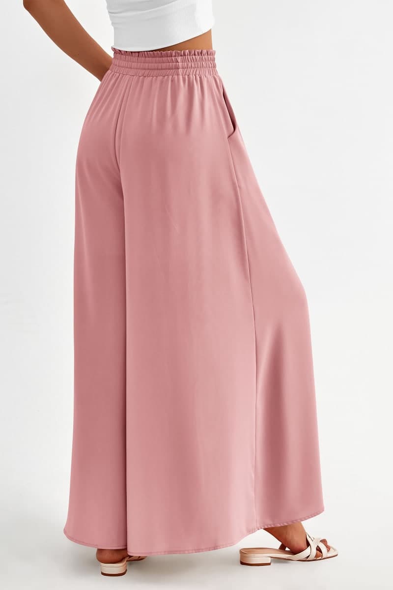 PRETTYGARDEN Women's 2026 Summer Wide Leg Palazzo Pants High Waisted Flowy Pockets Trendy Casual Lounge Boho Beach Trousers (Pink,Small) thumbnail 3