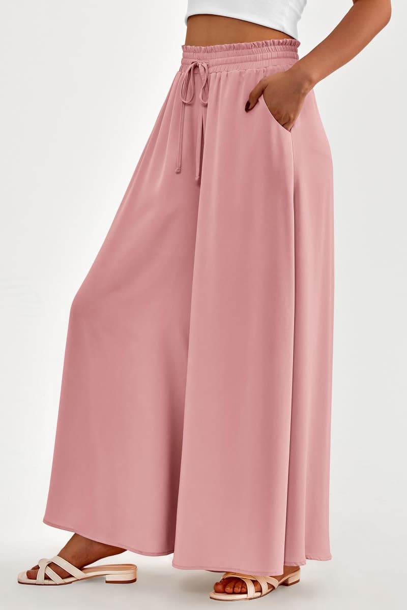 PRETTYGARDEN Women's 2026 Summer Wide Leg Palazzo Pants High Waisted Flowy Pockets Trendy Casual Lounge Boho Beach Trousers (Pink,Small) thumbnail 4