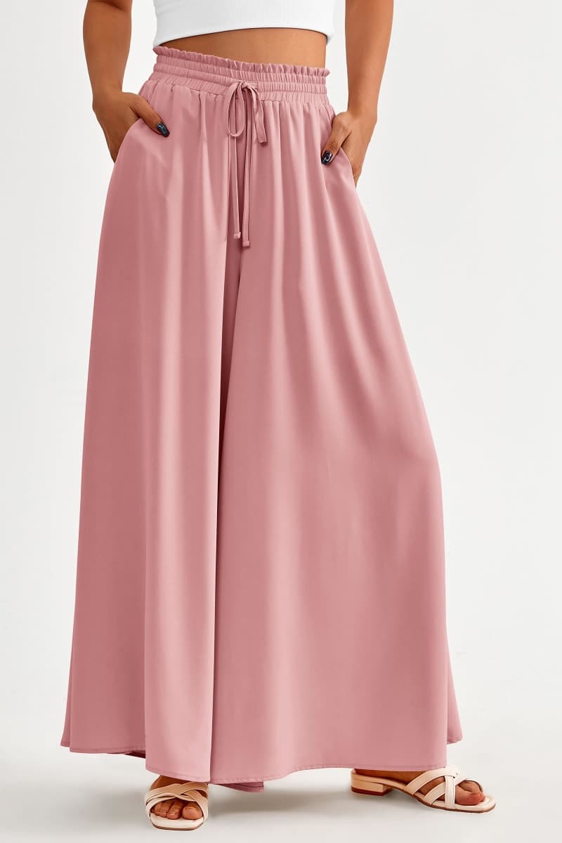 PRETTYGARDEN Women's 2026 Summer Wide Leg Palazzo Pants High Waisted Flowy Pockets Trendy Casual Lounge Boho Beach Trousers (Pink,Small) thumbnail 5