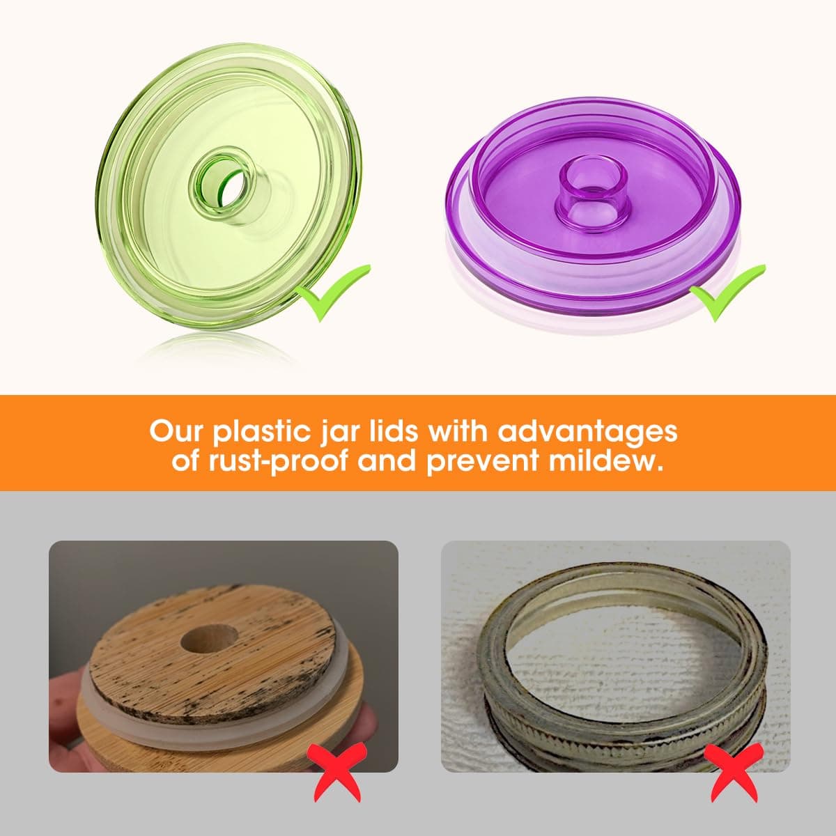 Aieve Wide Mouth Mason Jar Lids with Straws, Compatible with Ball 16oz 24oz Mason Jars, 6 Pcs Colorful Wide Mouth Drinking Cover Lids with Straw Hole thumbnail 5