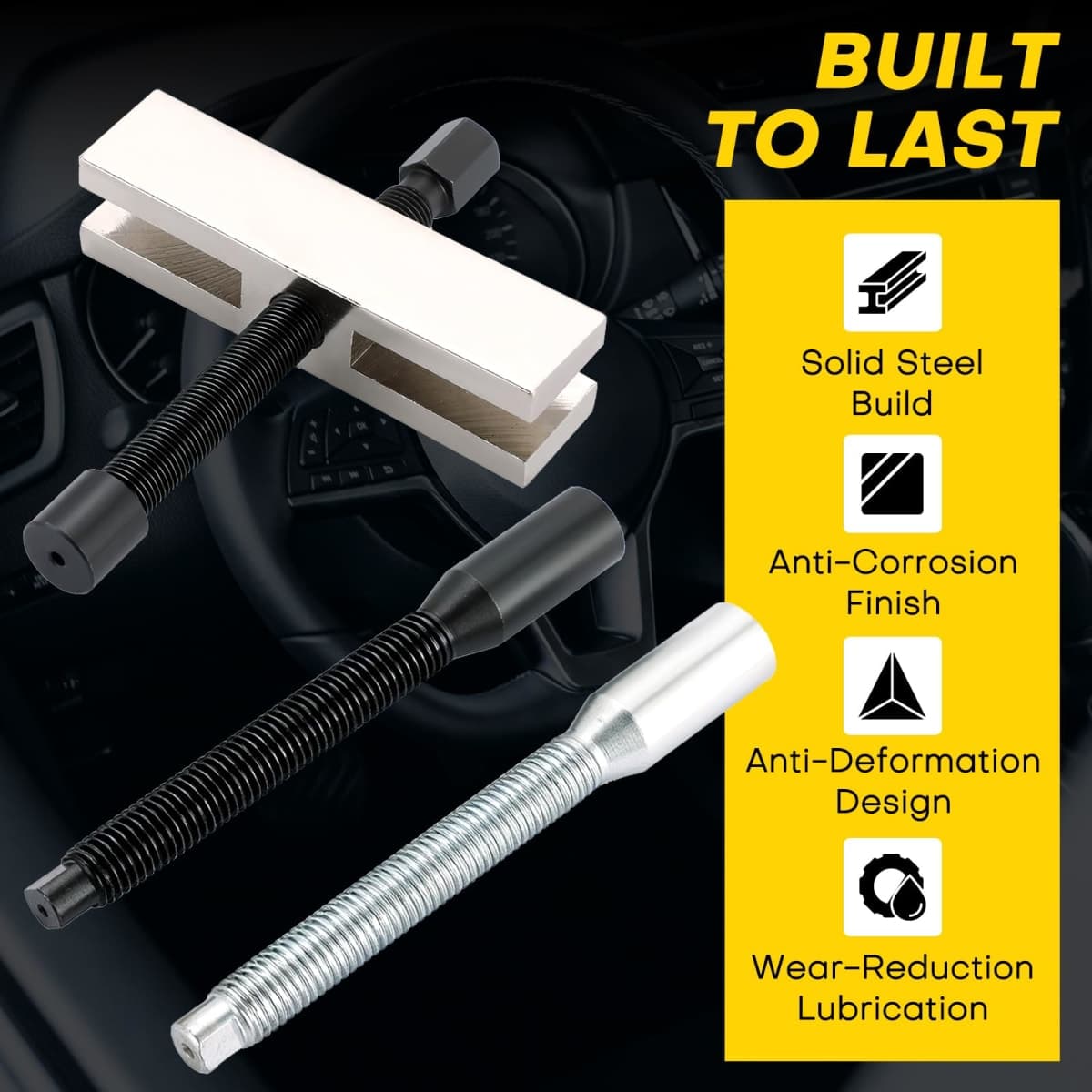 Acymner Car Steering Wheel Puller Compressor Remover Set | Automotive Steering Wheel Lock Plate Compressor Removal Tool Kit, for Most Cars SUVs and Light Trucks thumbnail 4
