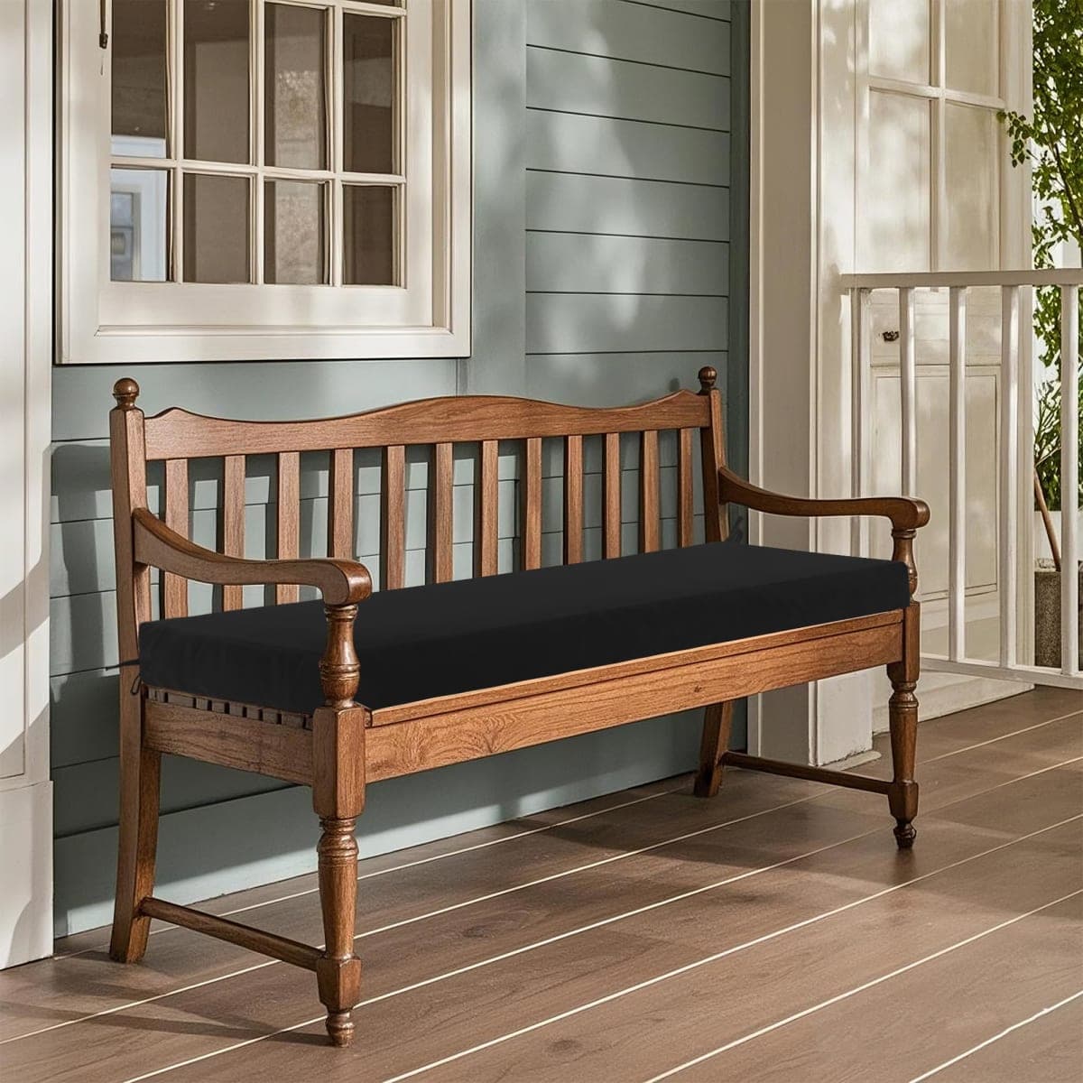 Ottowood Outdoor Bench Cushion Waterproof 45"x18" – Fade-Resistant Patio Furniture Cushion with Ties for Porch Swing, Loveseat, or Indoor Bench Replacement, Black thumbnail 2