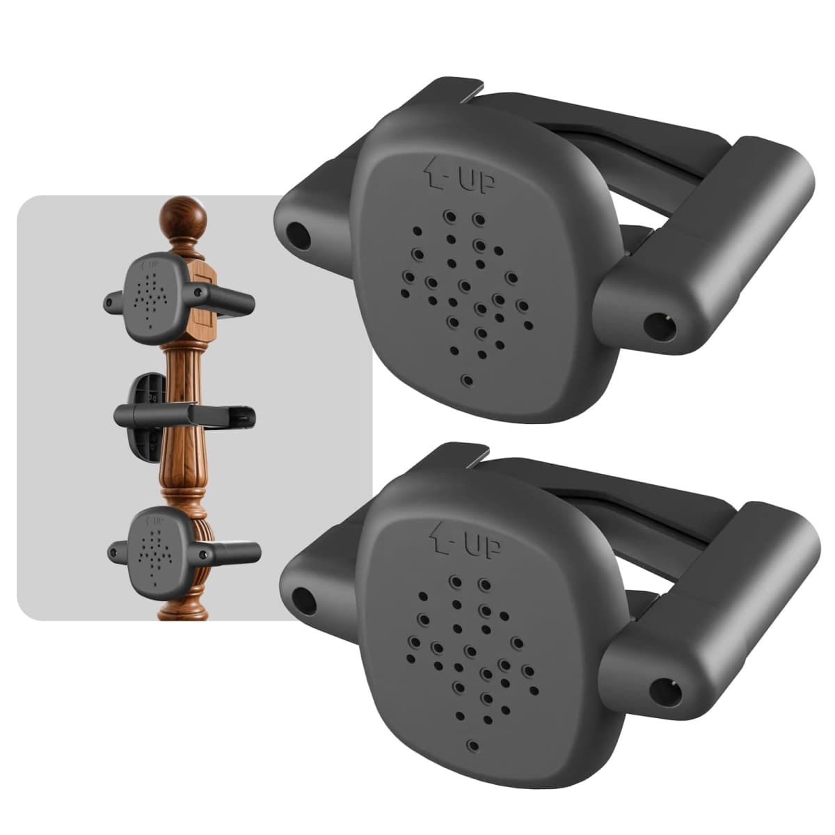 BBsecure Baby Gate Banister Adapter-2 Pack No Hole Stairway Safety Adapter, Compatible with Mesh & Metal Gates (Black) — image 1