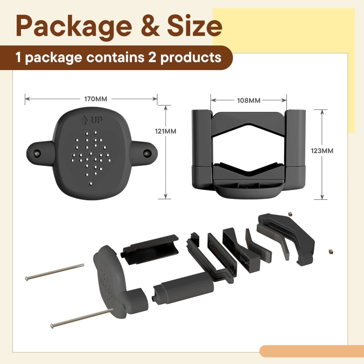 BBsecure Baby Gate Banister Adapter-2 Pack No Hole Stairway Safety Adapter, Compatible with Mesh & Metal Gates (Black) thumbnail 2