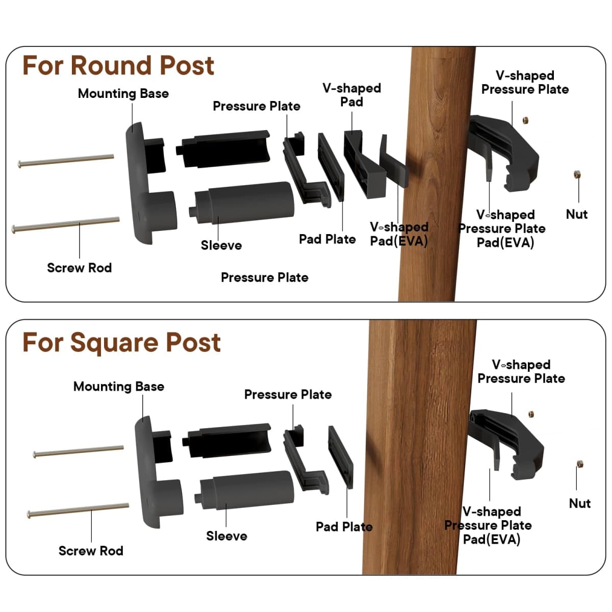 BBsecure Baby Gate Banister Adapter-2 Pack No Hole Stairway Safety Adapter, Compatible with Mesh & Metal Gates (Black) thumbnail 4
