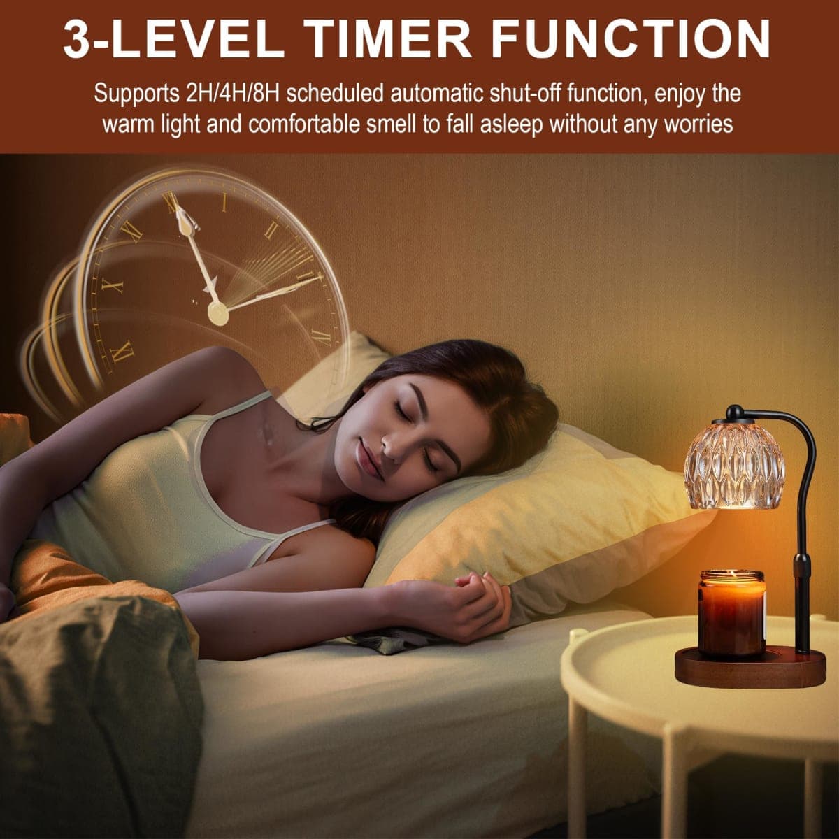 SunnySam Candle Warmer Lamp with Timer & Dimmer, Adjustable Height for Jar Candles, 4 Temperature Levels, 8H Timer, Home Decor Gifts for Women, Valentines Gifts Black (2 Bulbs Included) thumbnail 4
