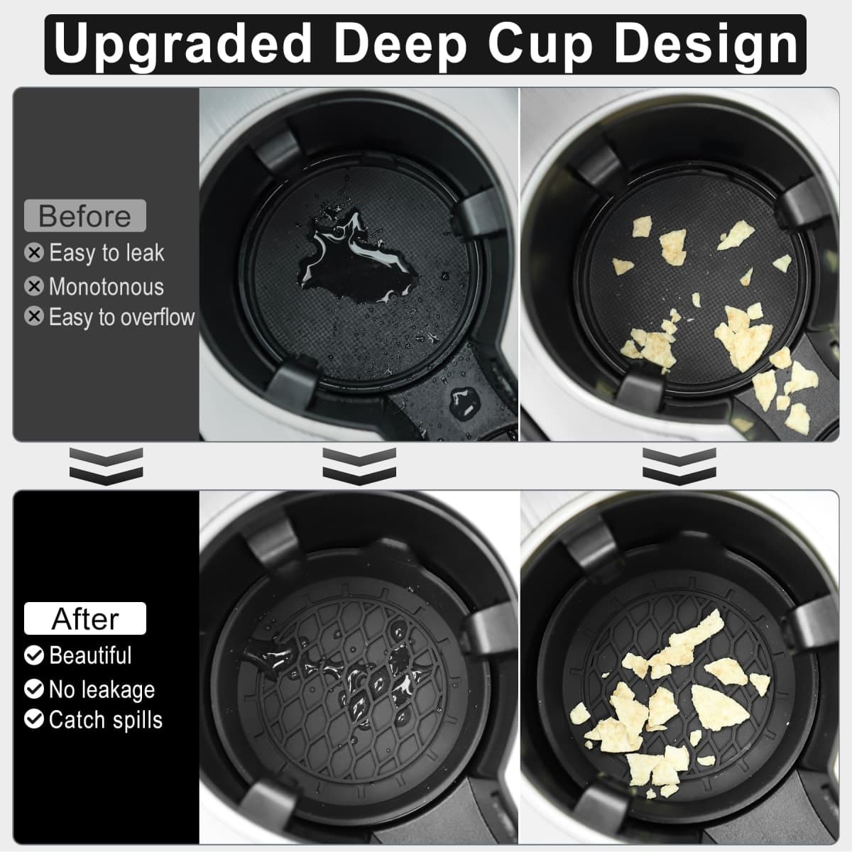 SINGARO Car Cup Holder Coaster, Silicone Cup Holder Insert, Universal Non-Slip Cup Holders, Car Accessories Interior for Women and Man Interior Sets 4 Pack Black thumbnail 2