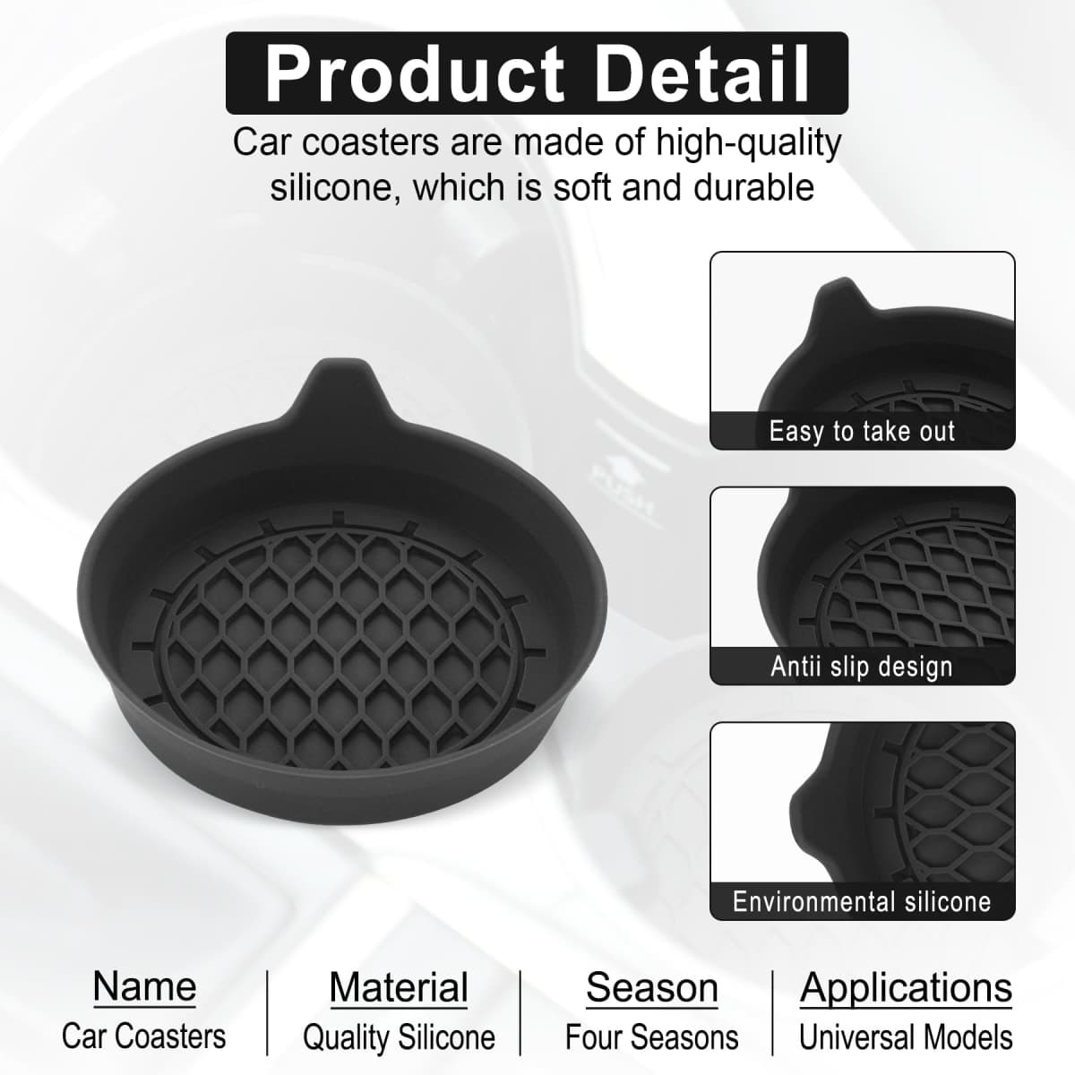SINGARO Car Cup Holder Coaster, Silicone Cup Holder Insert, Universal Non-Slip Cup Holders, Car Accessories Interior for Women and Man Interior Sets 4 Pack Black thumbnail 4