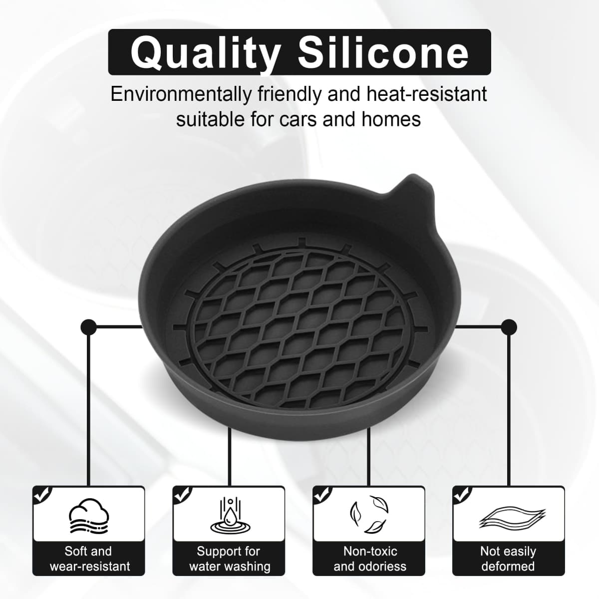 SINGARO Car Cup Holder Coaster, Silicone Cup Holder Insert, Universal Non-Slip Cup Holders, Car Accessories Interior for Women and Man Interior Sets 4 Pack Black thumbnail 5
