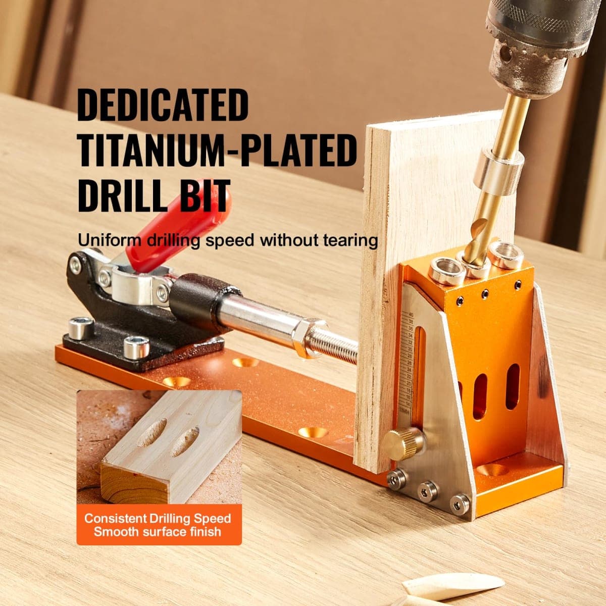 VEVOR 30 Pcs Pocket Hole Jig Kit, Adjustable & Easy to Use Pocket Hole Jig System with Step Drills, Wrenches, Drill Stop Rings, and Square Drive Bits, Dual Scale Marks for DIY Carpentry Projects thumbnail 4