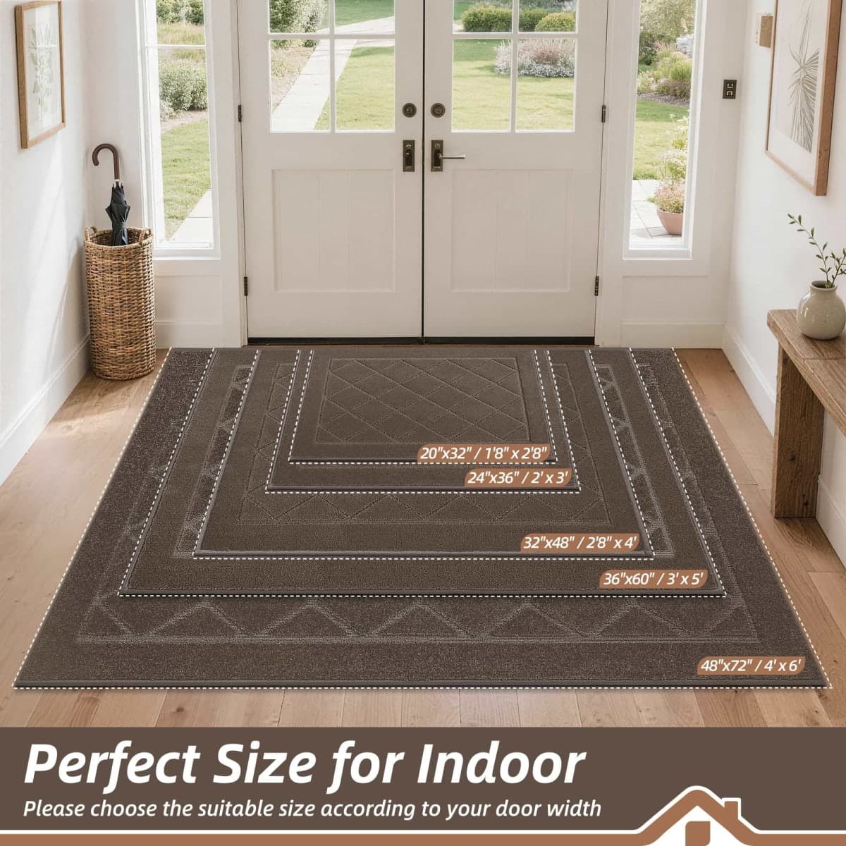 BEQHAUSE Dirt Trapper Door Mat 32" x 48", Doormat Non-Slip, Light Brown thumbnail 2