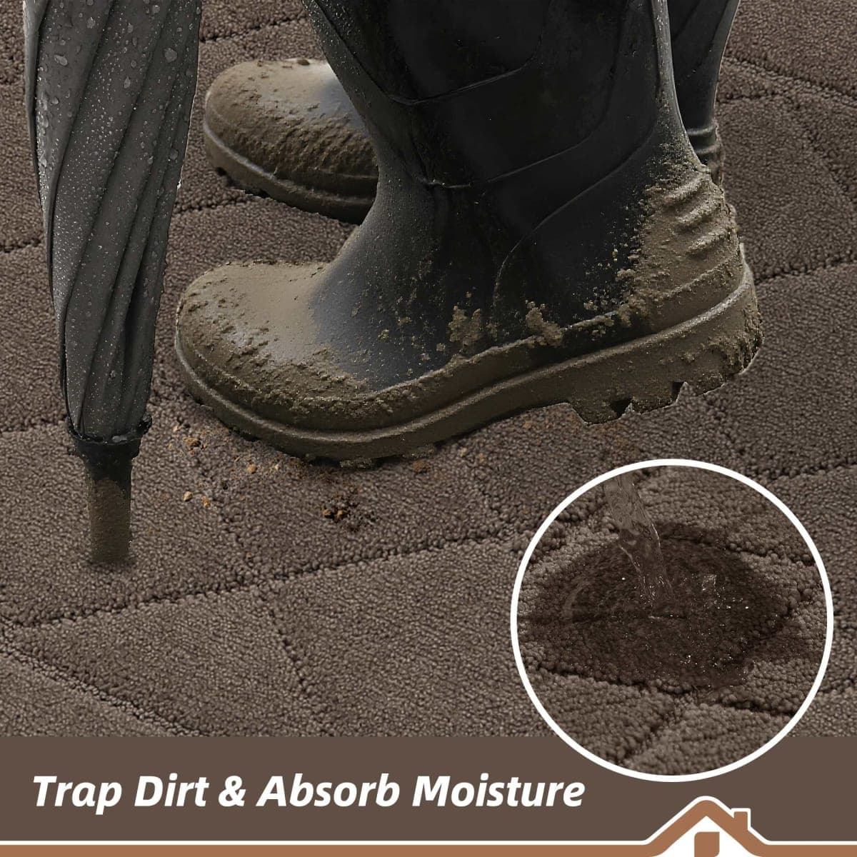 BEQHAUSE Dirt Trapper Door Mat 32" x 48", Doormat Non-Slip, Light Brown thumbnail 3