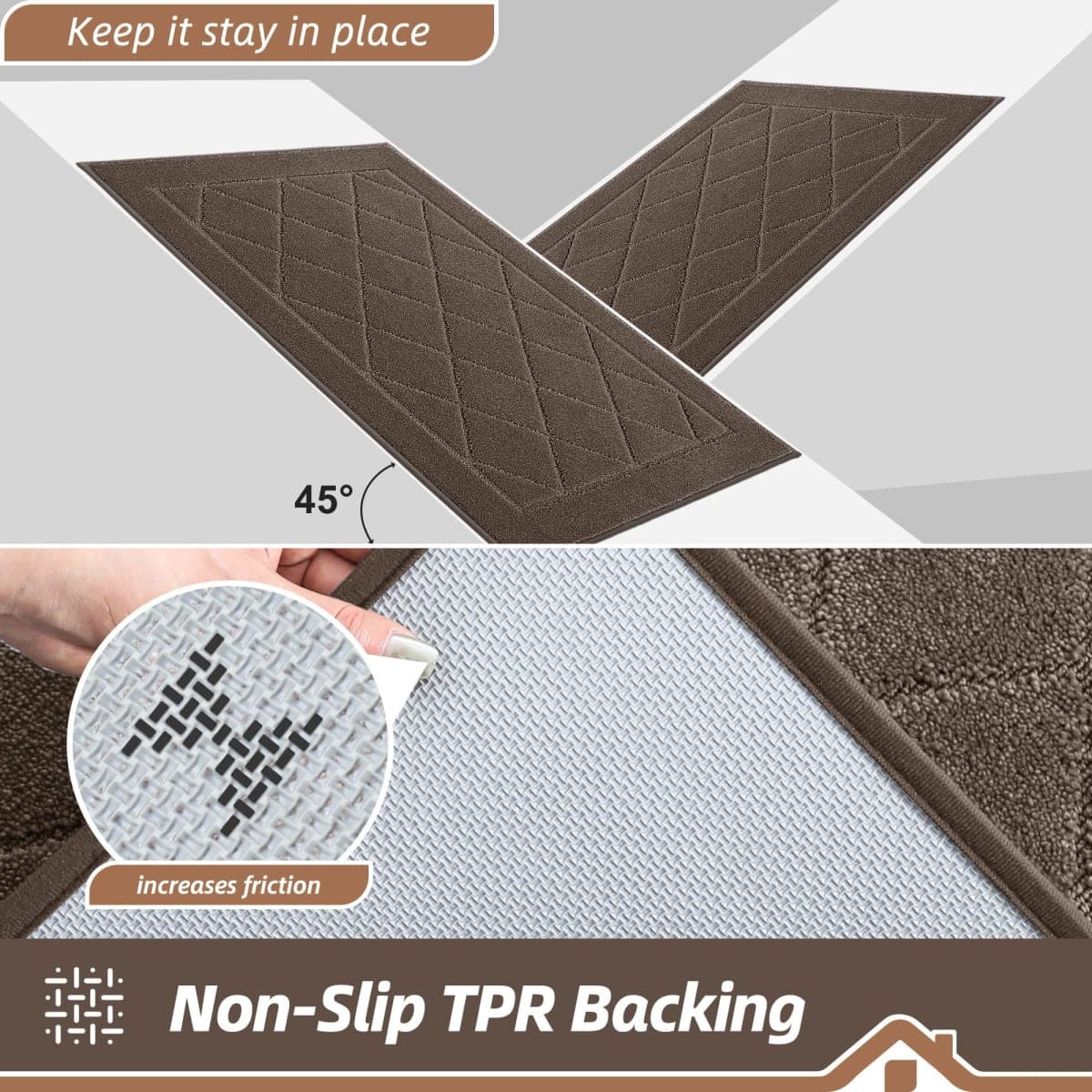 BEQHAUSE Dirt Trapper Door Mat 32" x 48", Doormat Non-Slip, Light Brown thumbnail 5