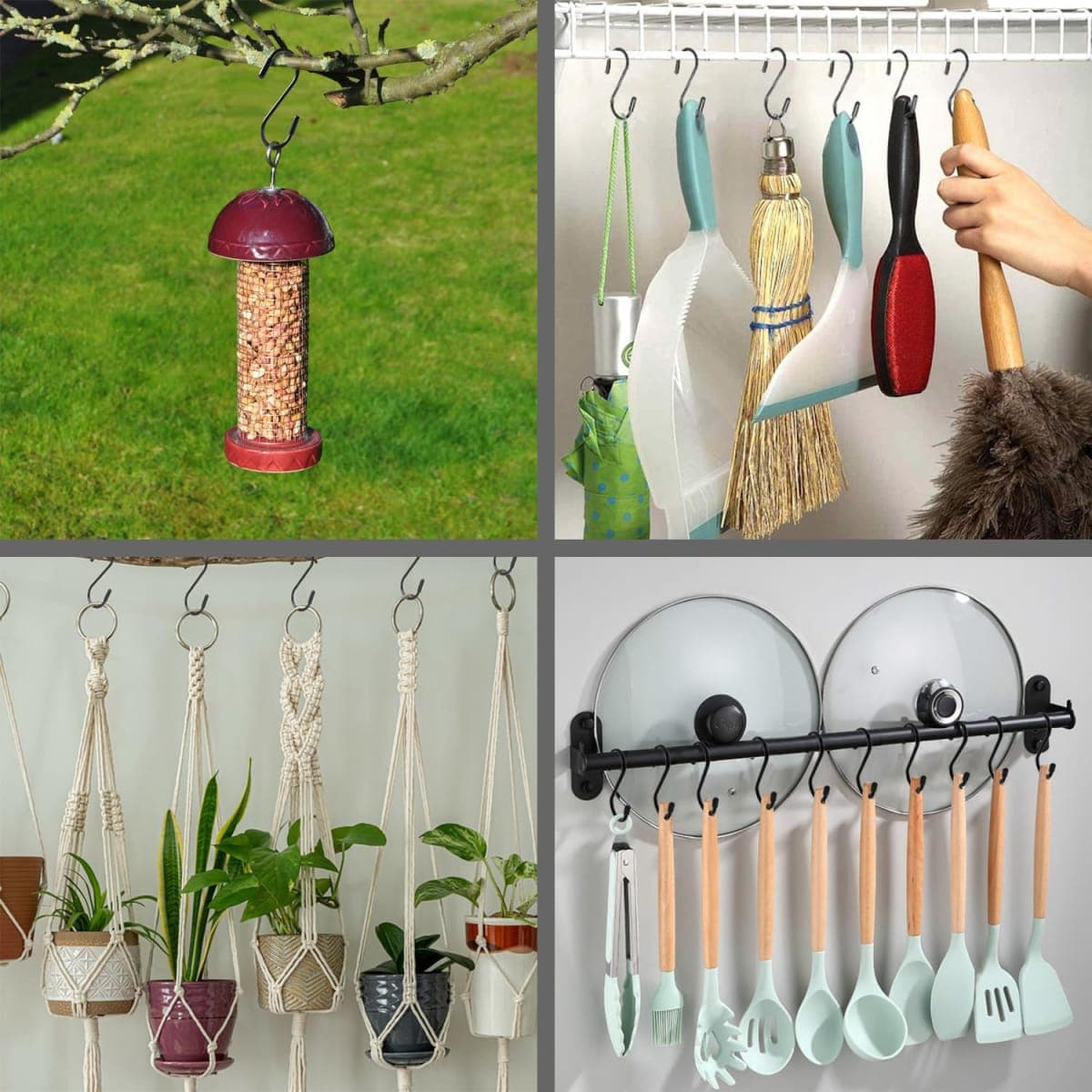 Heavy Duty Metal S-Hooks for Hanging, 3 Inch 10 Pack Vinyl Coated S Hooks for Hanging Plants, Kitchen Utensils, Bags, Jeans, Pots (Black) thumbnail 4