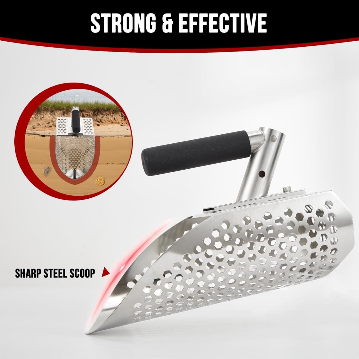 Sand Scoop for Metal Detecting, Metal Detecting Shovel Stainless Steel thumbnail 2