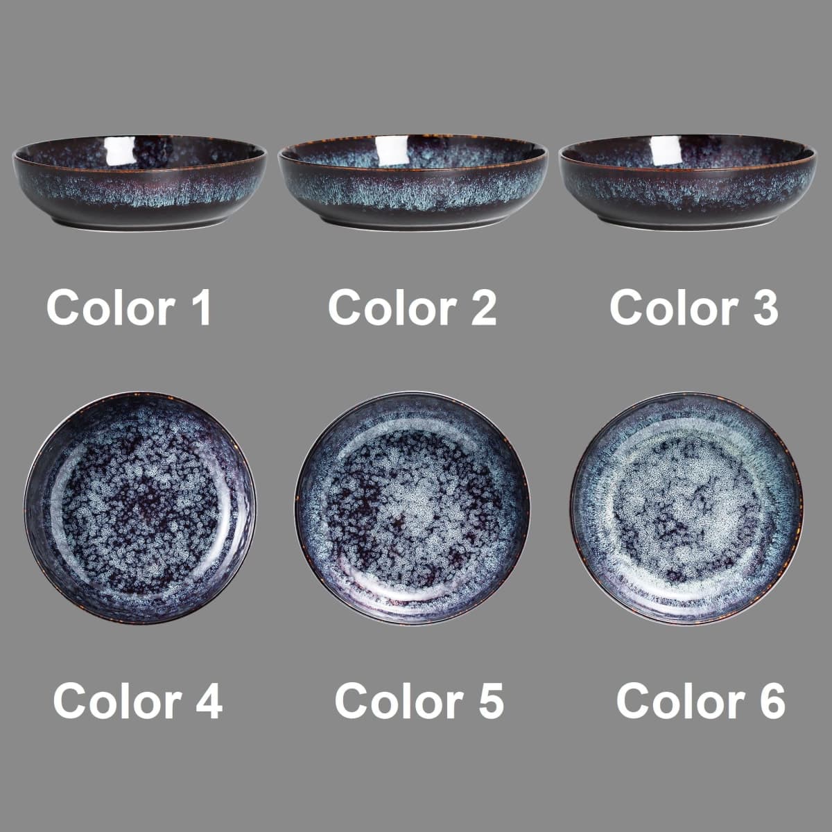 KYBSCZ 30oz Ceramic bowls set of 4-8" serving bowls for Kitchen,Pasta,Salad-Dishwasher & Microwave Safe Perfect for Housewarming, Thanksgiving, Christmas-Speckled Bluish Purple thumbnail 3