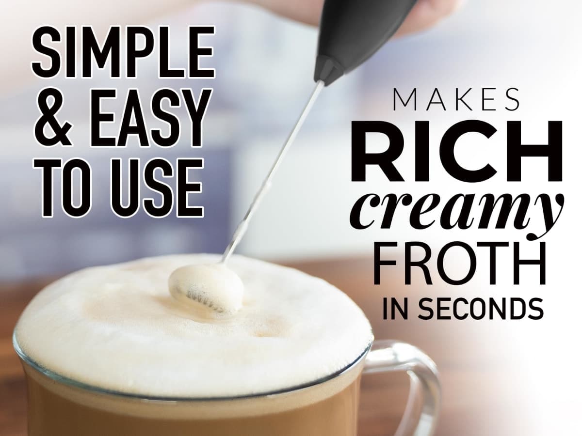 Zulay Premium Gift Milk Frother Set – Handheld Coffee Frother with Stand, 12oz/350ml Frothing Pitcher + 4 Latte Art Stencils – 13,000 RPM Motor, SS Whisk, Battery Operated – Barista Kit (Exec Black) thumbnail 2