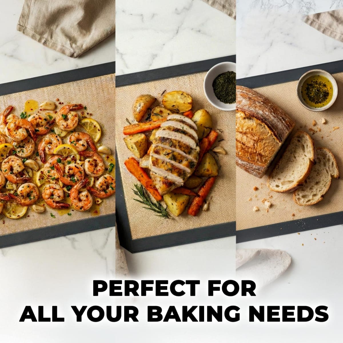 Zulay Kitchen 16.5"x11.6" 3-Pack Silicone Baking Mat Sheet - Reusable Silicone Baking Sheet - Easy & Convenient Nonstick Baking Supplies - Silicone Mats for Baking - Baking Mat For Oven - (Dark Gray) thumbnail 3