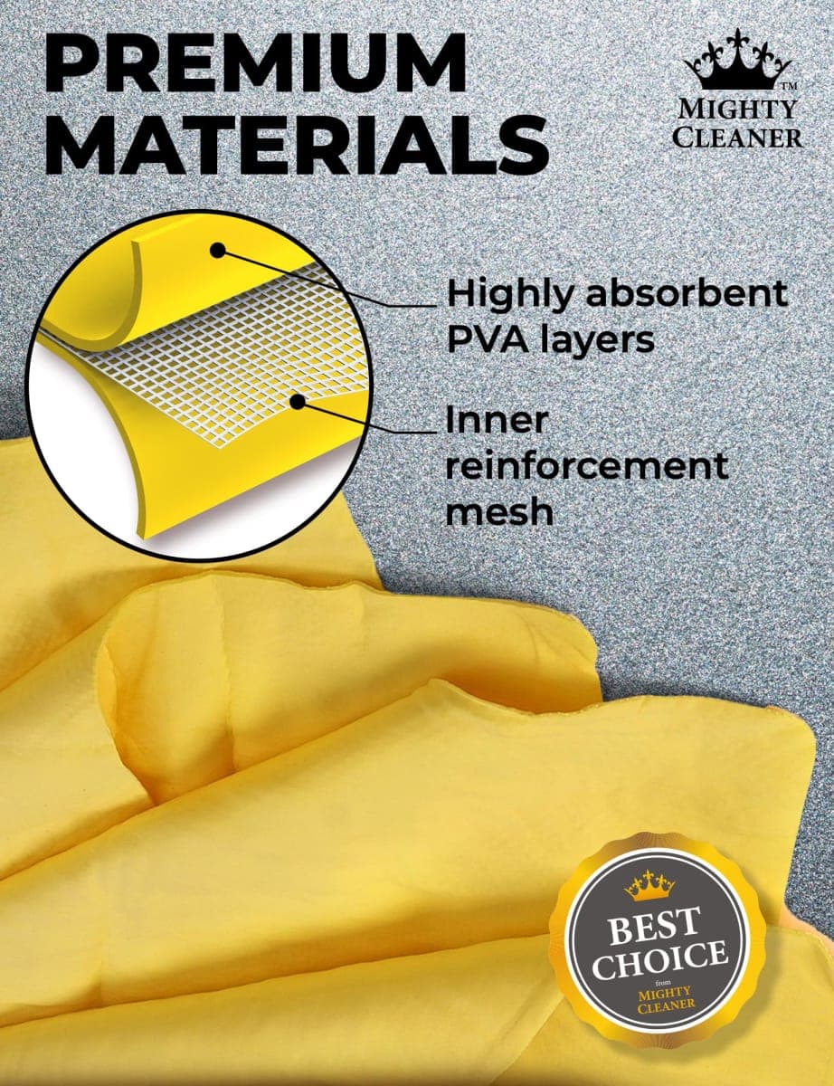 Premium 2pk Mini +1 Free Shammy Cloth for Drying - (17"x13") - Super Absorbent Chamois Towel - Reusable Scratch-Free Car Drying Towel thumbnail 4