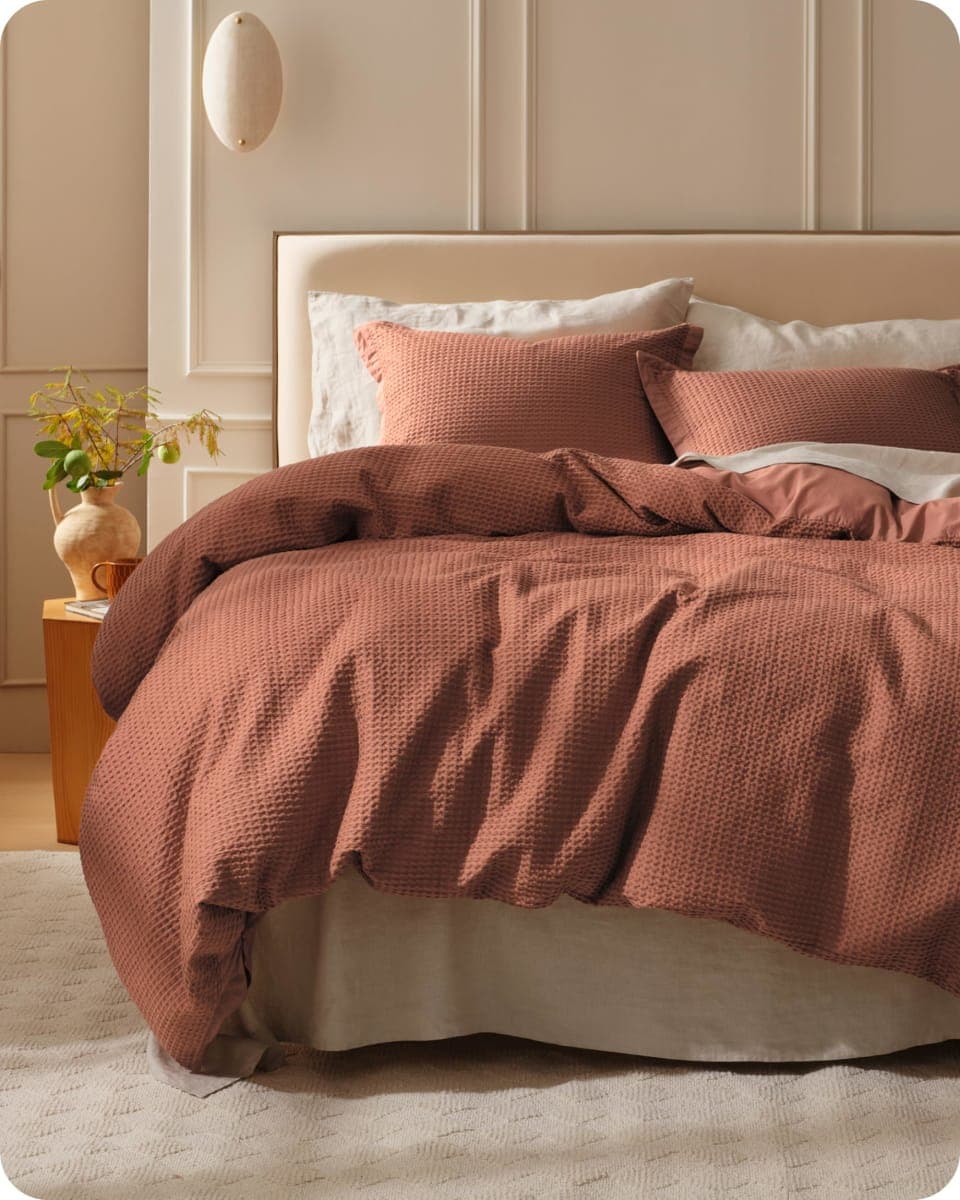 Bedsure PureWoven Cotton Waffle Weave Duvet Cover, Khaki, Duvet Cover Only — image 1