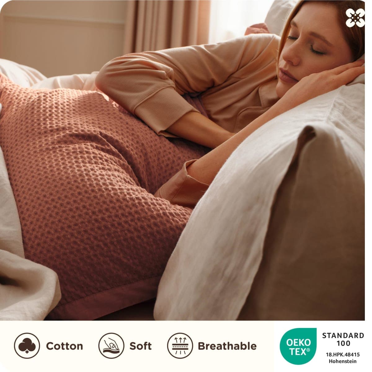 Bedsure PureWoven Cotton Waffle Weave Duvet Cover, Khaki, Duvet Cover Only thumbnail 3