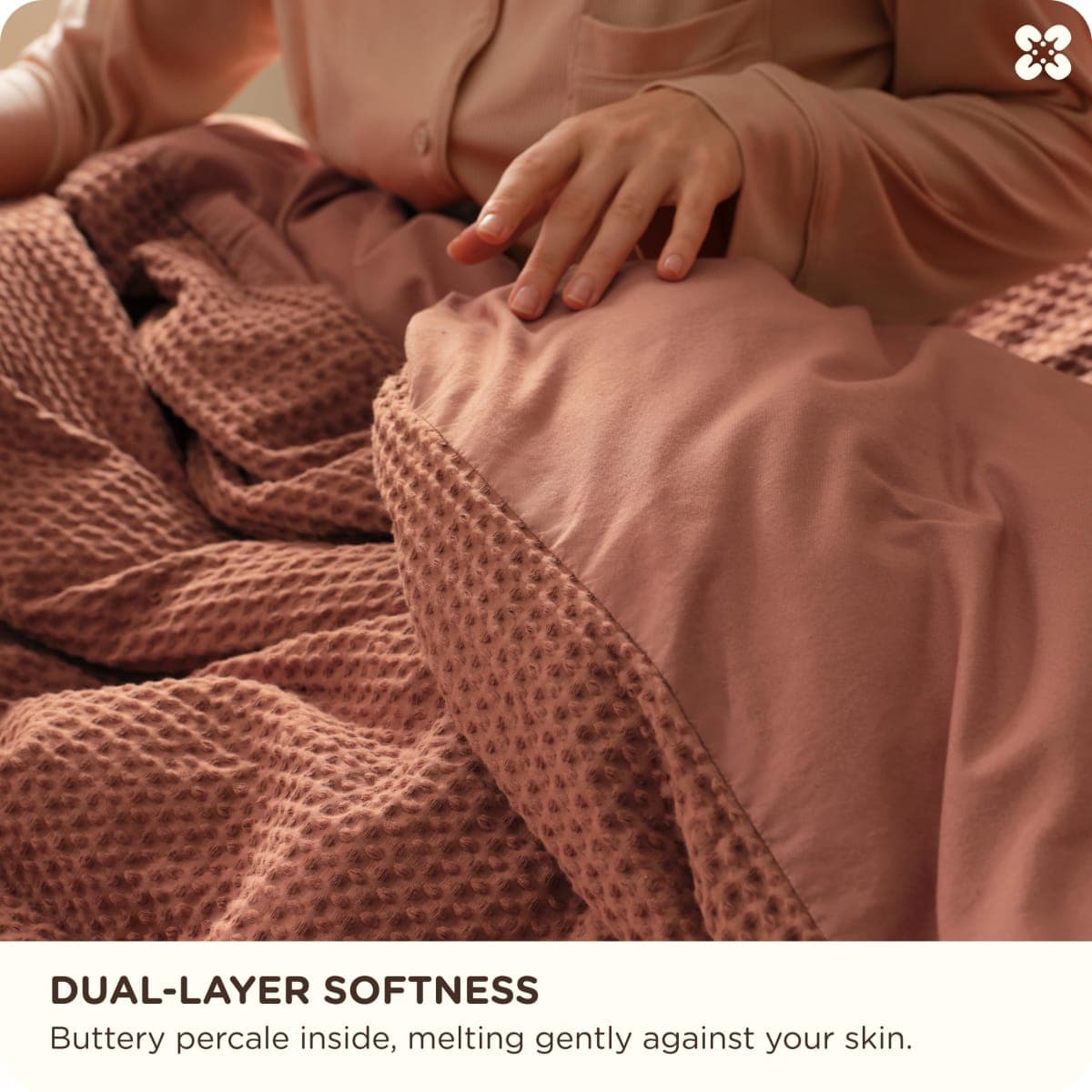 Bedsure PureWoven Cotton Waffle Weave Duvet Cover, Khaki, Duvet Cover Only thumbnail 4
