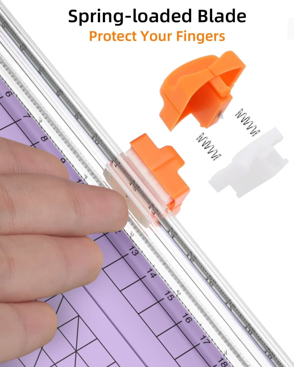 Firbon Purple A5 Paper Cutter, Straight Small Paper Trimmer with Side Ruler for Scrapbooking Craft, Paper, Coupon, Label, Cardstock thumbnail 3