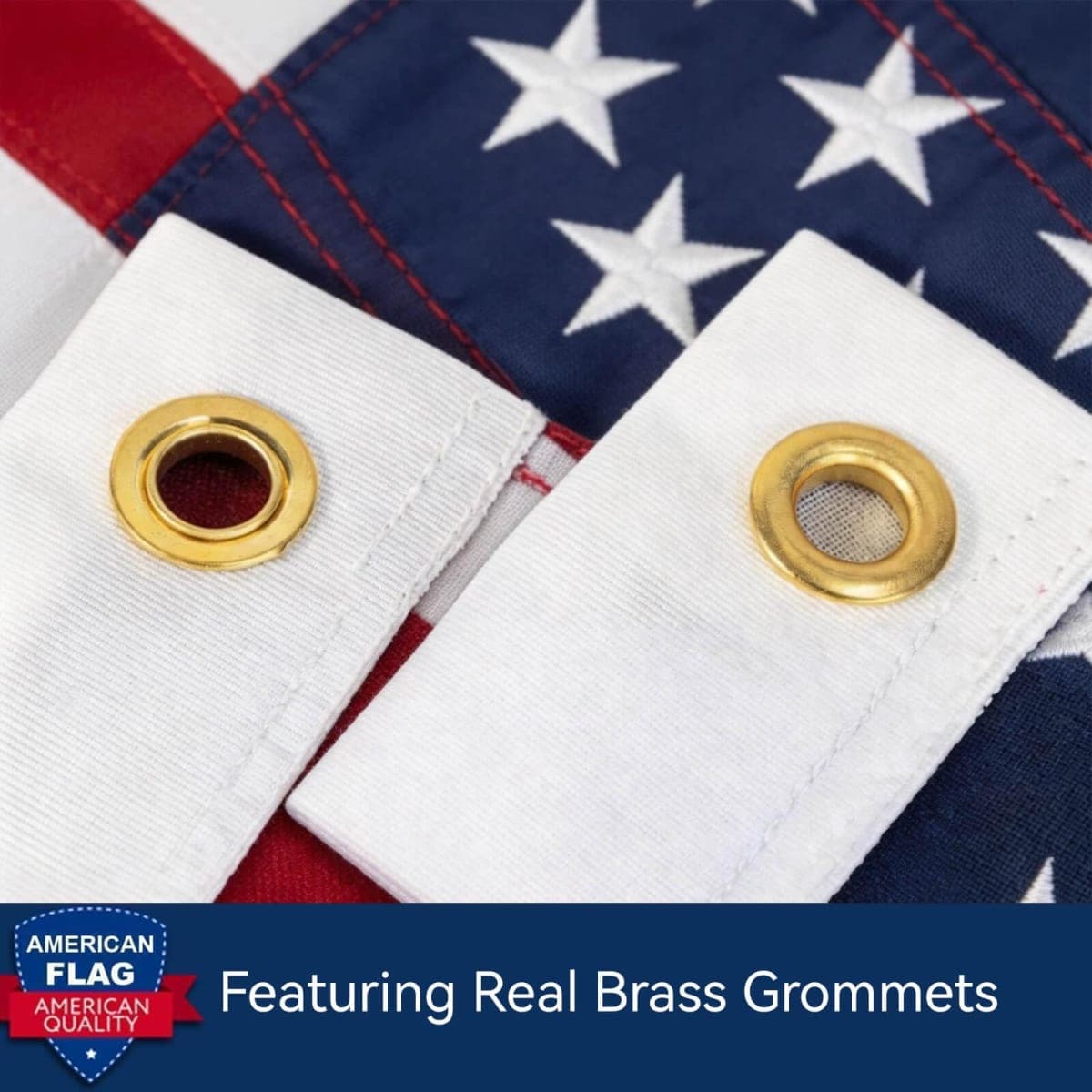 Premium Quality Tear Resistant Windproof Outdoor American Flag with Embroidered Stars, Sewn Stripes, Brass Grommets for All-Weather Durability thumbnail 3