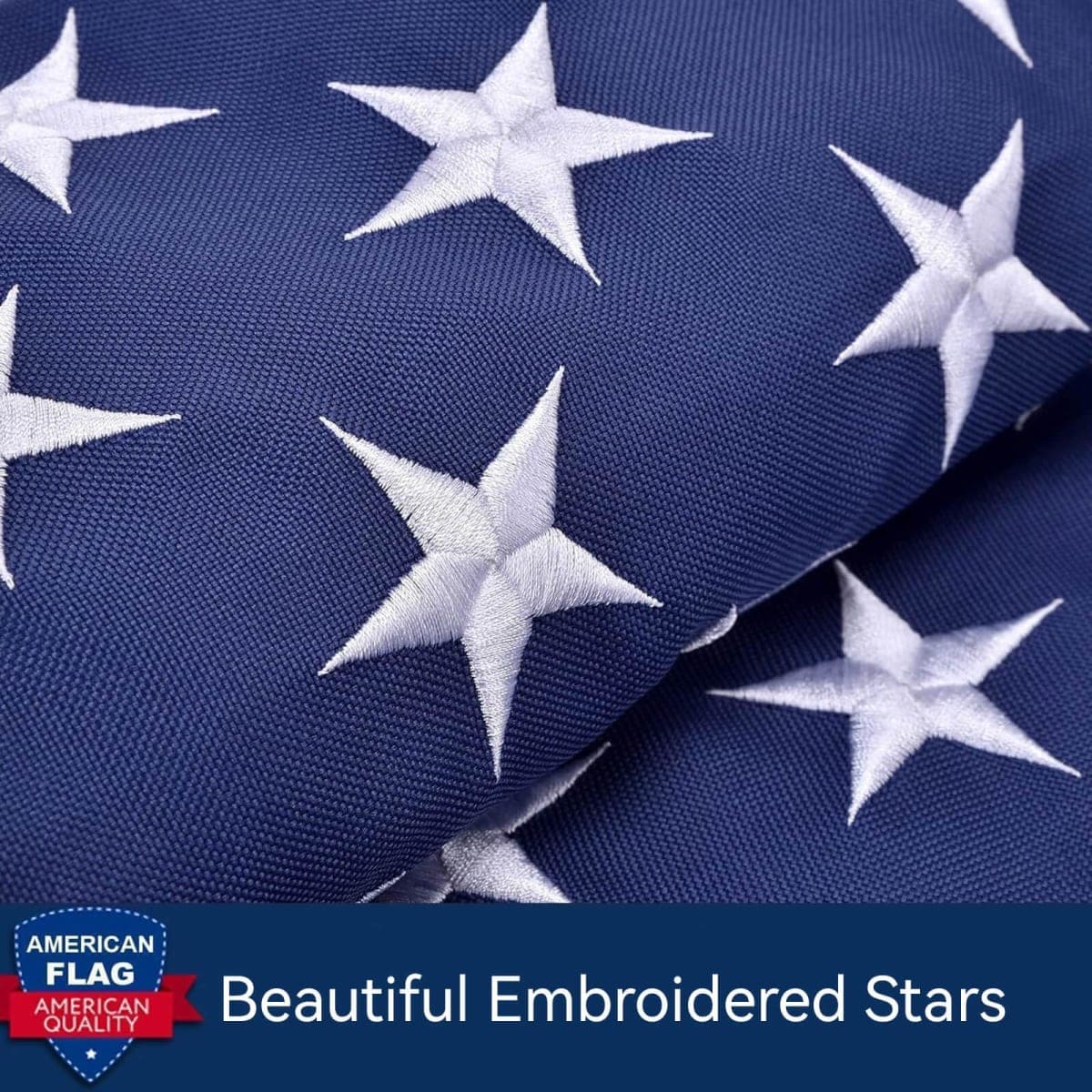 Premium Quality Tear Resistant Windproof Outdoor American Flag with Embroidered Stars, Sewn Stripes, Brass Grommets for All-Weather Durability thumbnail 4