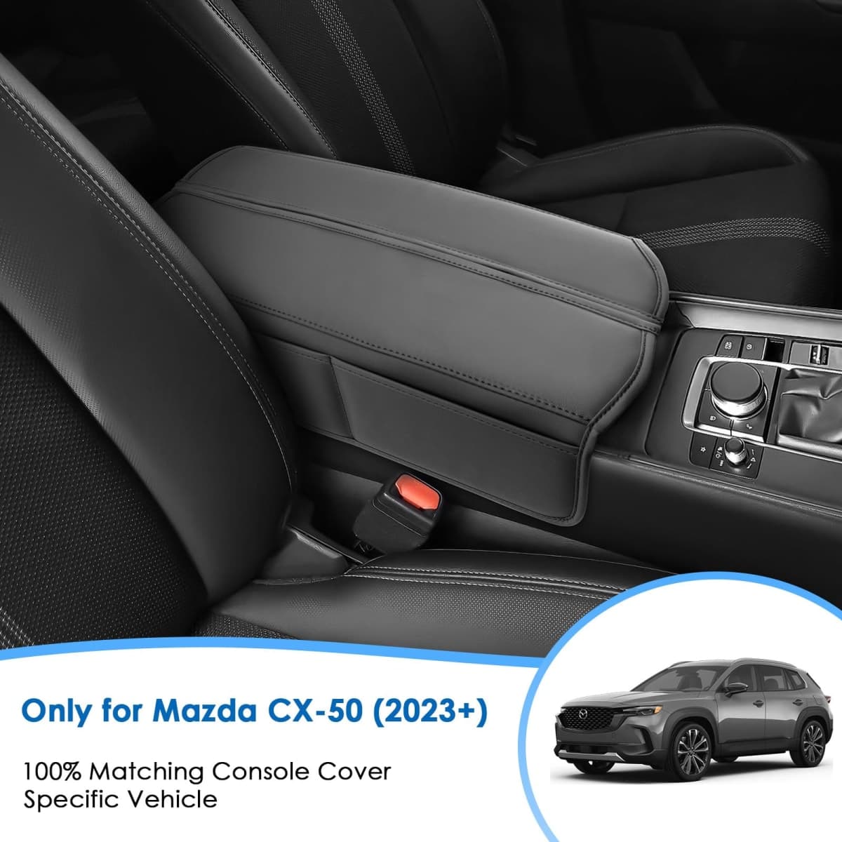Coleya 2023 2024 2025 2026 for Mazda CX-50 Center Console Cover, (S/Turbo/Preferred/Premium) Cushion&Comfy Leather 2025 CX-50 Hybrid Armrest Cover 2026 CX-50 Interior Accessories (Padded) thumbnail 2