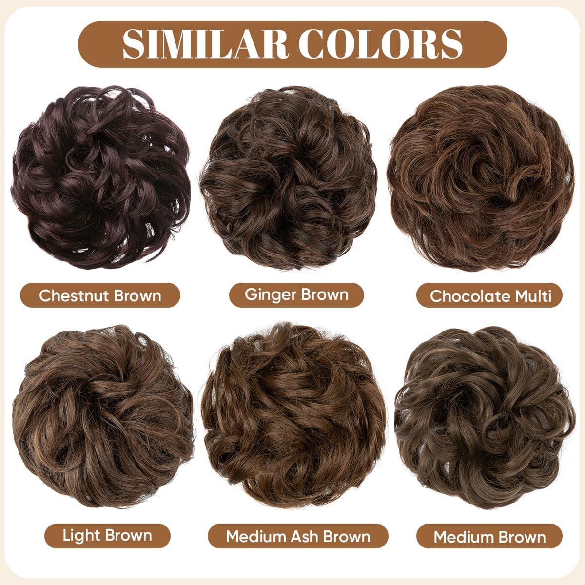 CJL HAIR Large Messy Bun Hair Piece Wavy Curly Scrunchies Synthetic Chignon Ponytail Hair Extensions Thick Updo Hairpieces for Women (Wavy, Curly, Medium Ash Brown) thumbnail 3