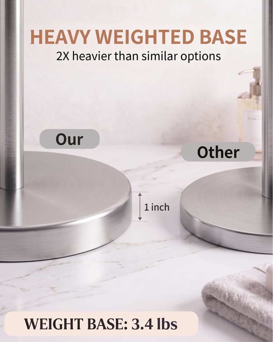 BWE Brushed Nickel Toilet Paper Holder Stand SUS304 Stainless Steel Modern thumbnail 4