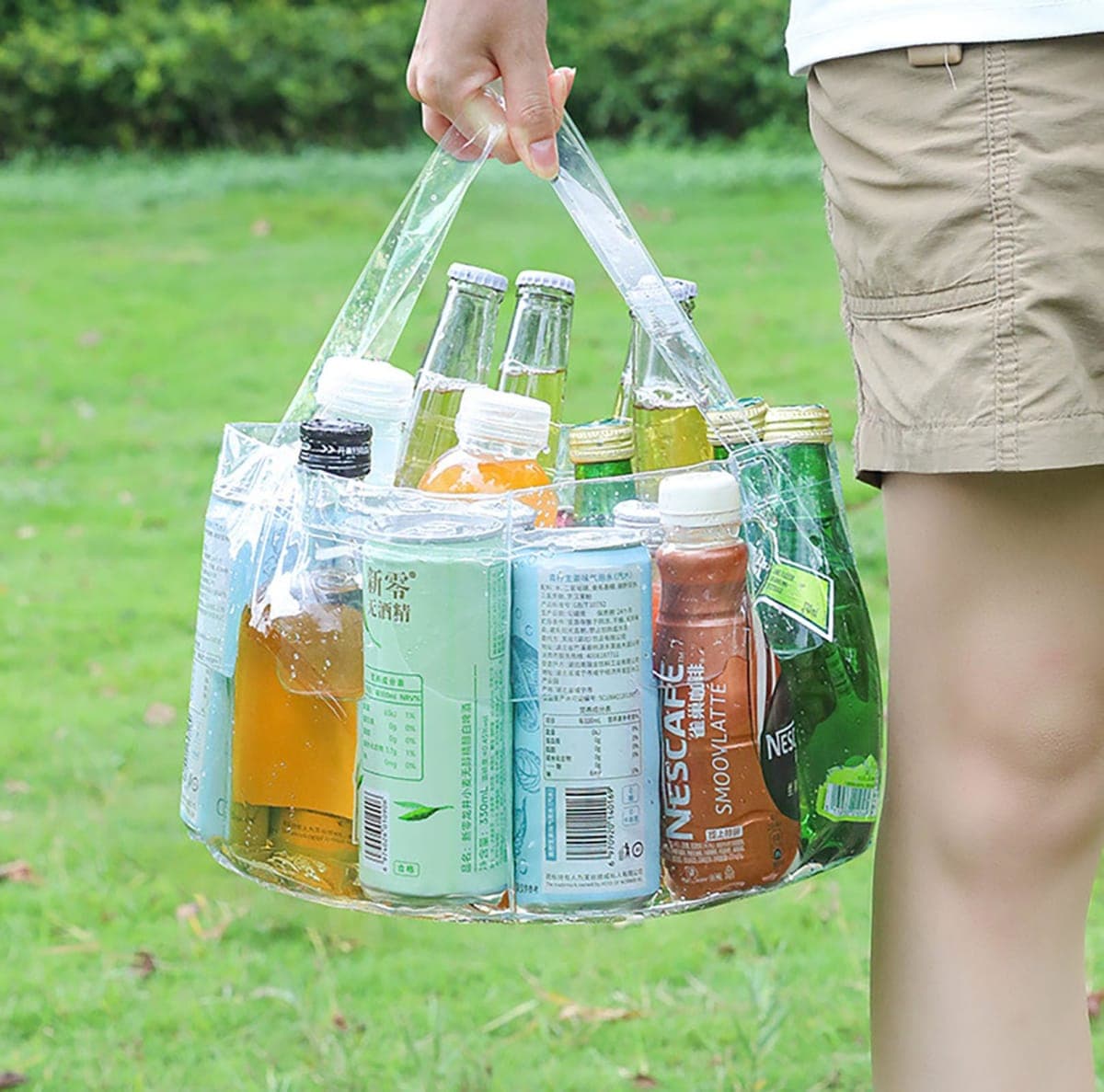 Outdoor Foldable Water Bag Bucket, 18 Inch x 16.7 Inch Khaki Color 12 L(420 oz) Thick PE Folding Camping Water Bag for Outdoors (Khaki) thumbnail 5