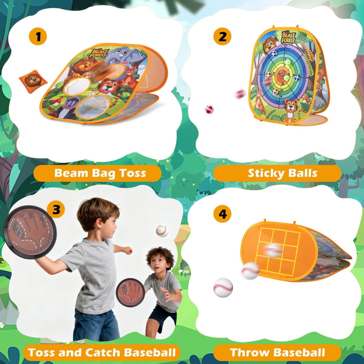 Bean Bag Toss Game Sets for Kids, Toss and Catch Ball Set for Kids Outdoor Baseball Toys for Toddlers Carnival Games for 3 4 5 6 7 Years Old Boys and Grils Backyard Outdoor Toy thumbnail 4