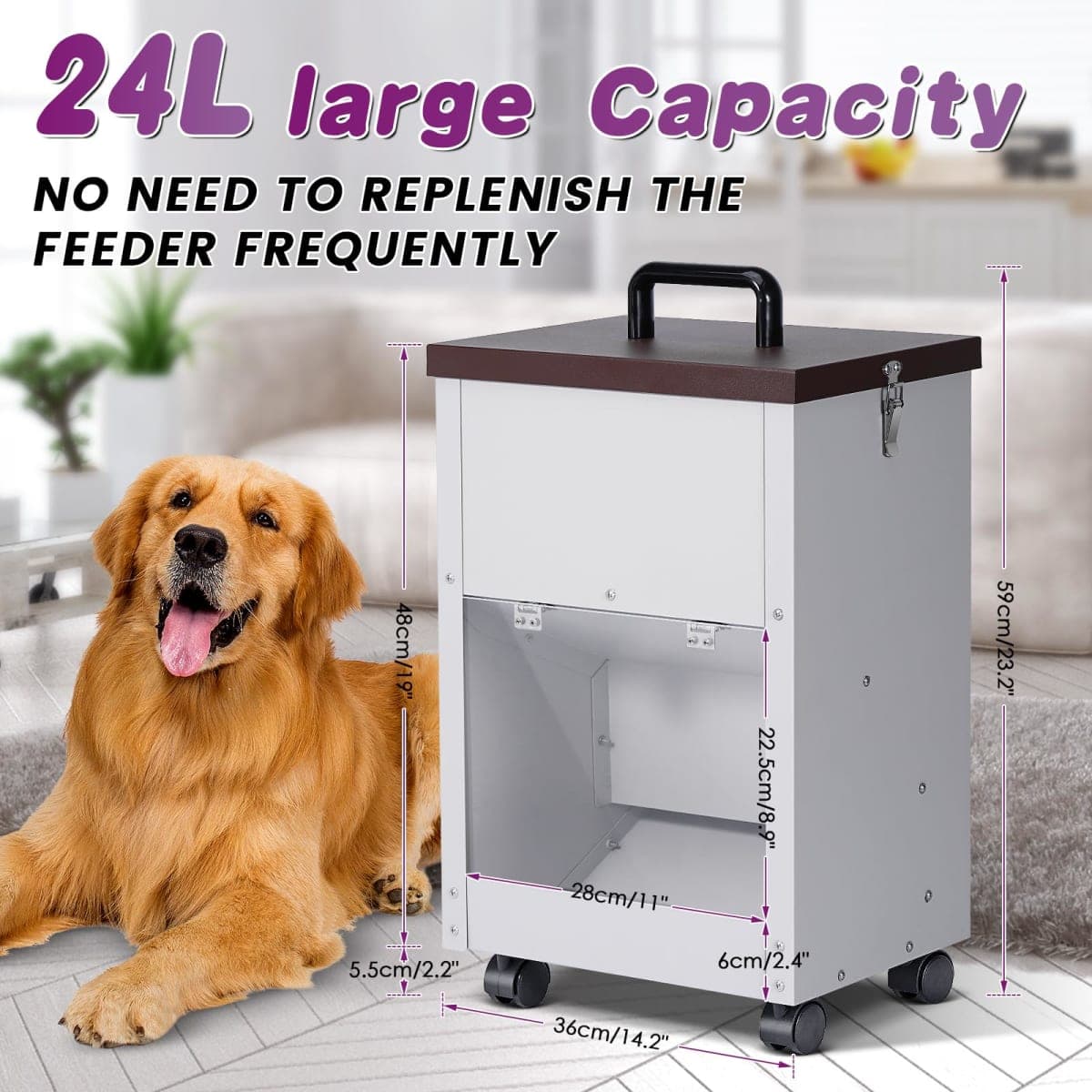 Automatic Dog Feeder Large Breed Outdoor Gravity Auto Feeder Dog Food Dispenser for Large Dogs Pets Metal Galvanized thumbnail 2