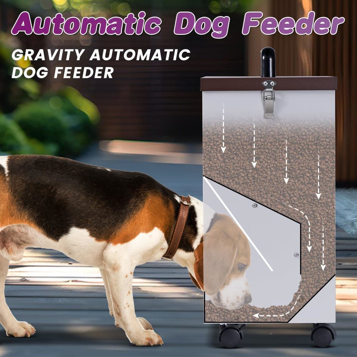 Automatic Dog Feeder Large Breed Outdoor Gravity Auto Feeder Dog Food Dispenser for Large Dogs Pets Metal Galvanized thumbnail 3