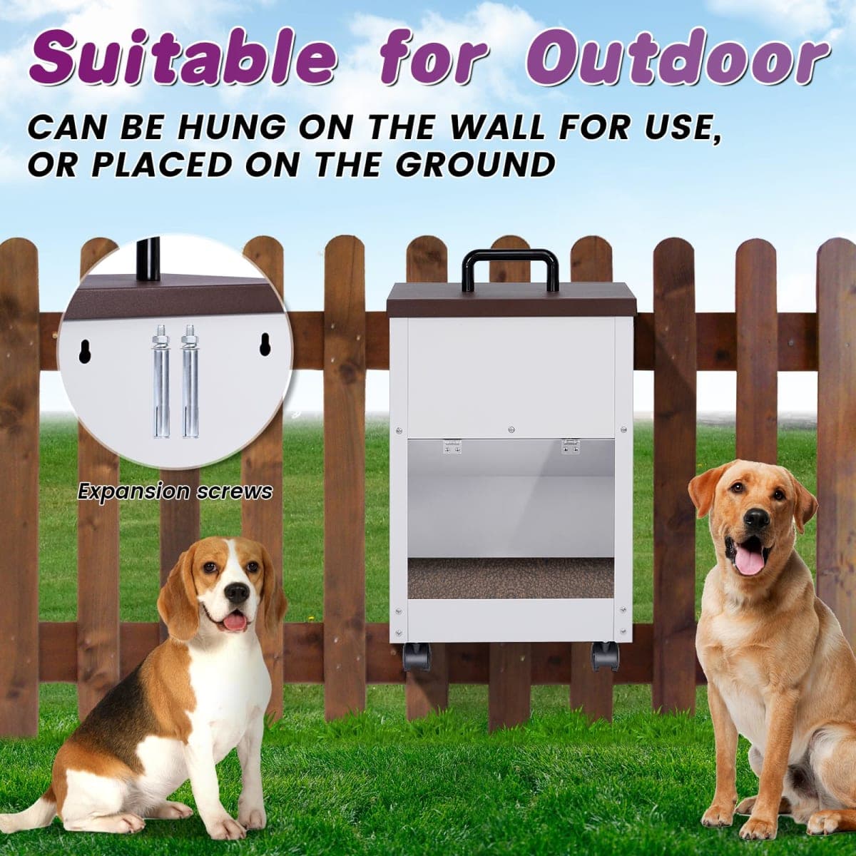 Automatic Dog Feeder Large Breed Outdoor Gravity Auto Feeder Dog Food Dispenser for Large Dogs Pets Metal Galvanized thumbnail 4