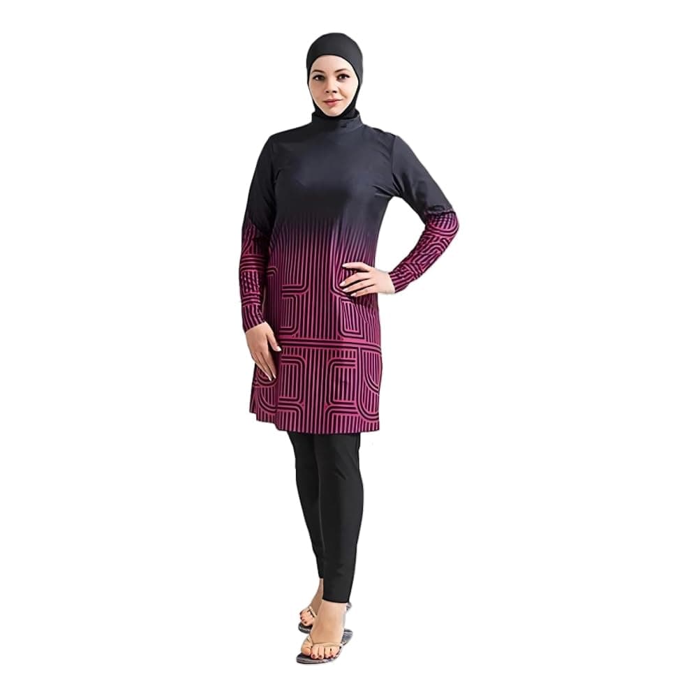 Dalaura Muslim Burkini Swimsuits for Women 3-Piece Set with Hijab – Full Coverage Modest Swimwear for Women - XS to Plus Size (CA/US, Alpha, 4X-Large, Regular, Regular, Maze Pink) — image 1