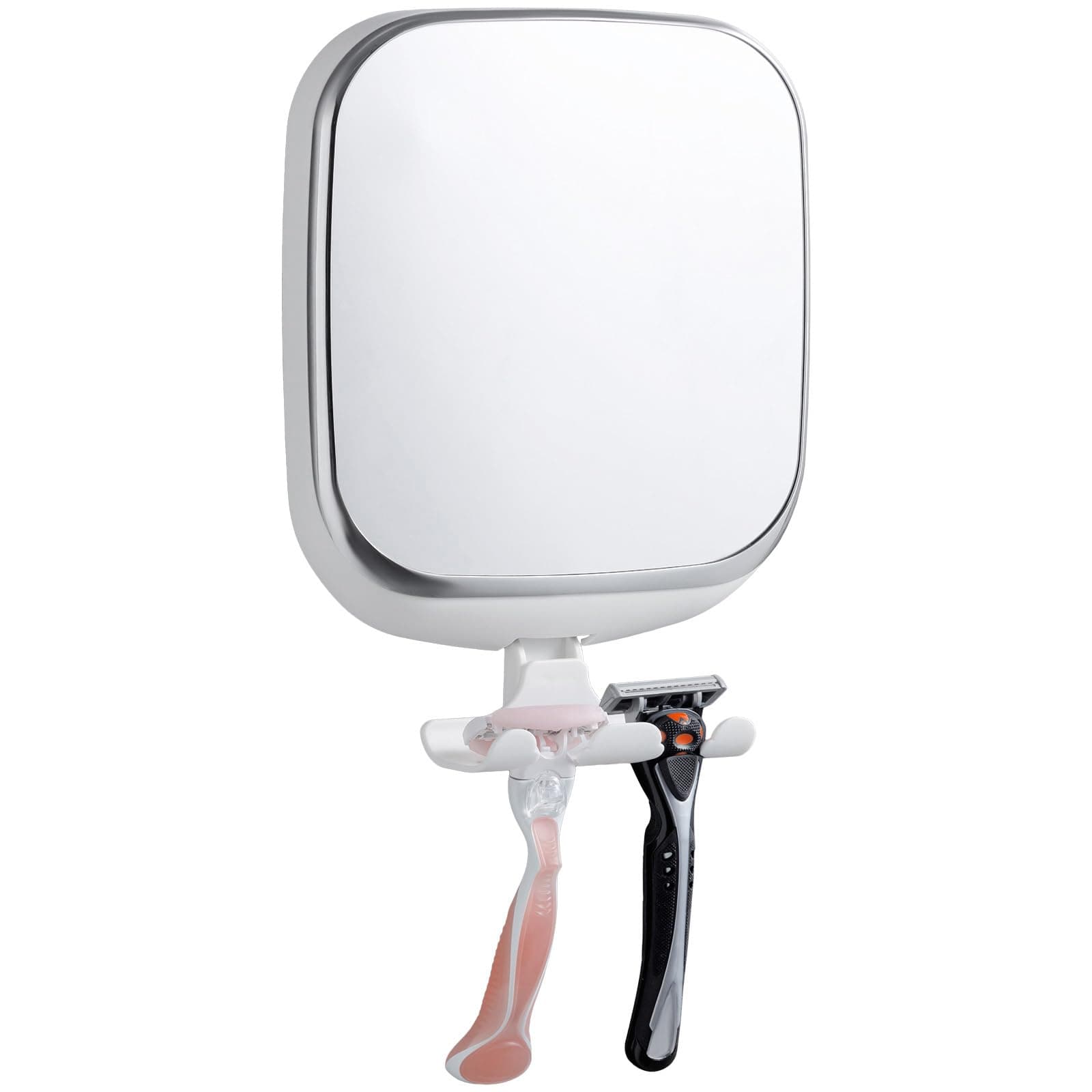 TAILI Shower Shaving Mirror Anti Fog with Razor Holder with Powerful Suction Cup NO-Drilling & Removable, Fogless Mirror Suction Shatterproof & Waterproof Wall Mounted(White) — image 1