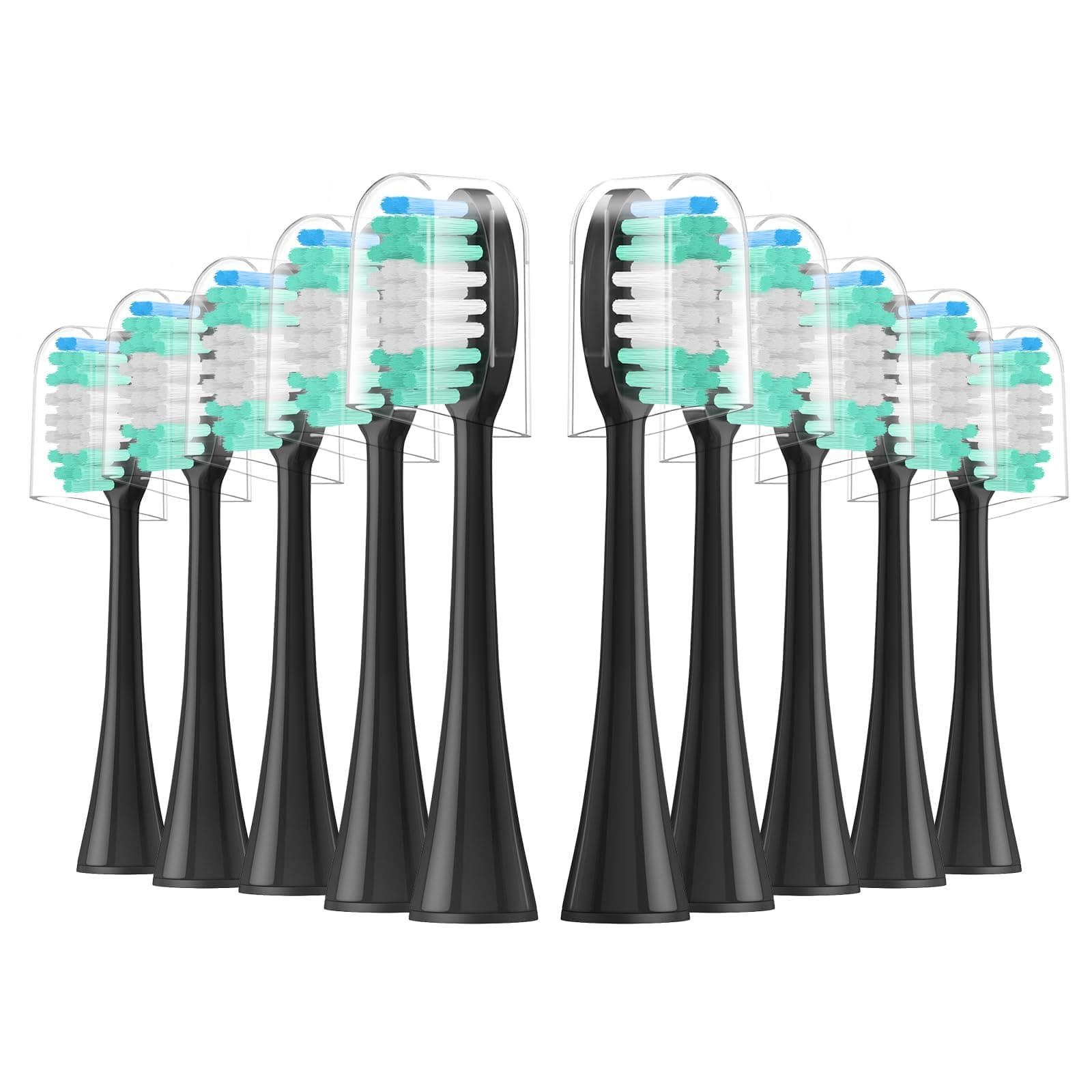 Harobey Replacement Toothbrush Heads 10 Pack Compatible with AquaSonic Black Series, Vibe Series Electric Toothbrush, Black