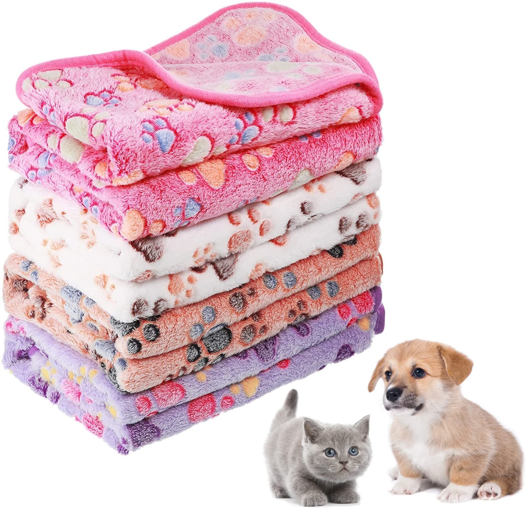 8 Pcs Fluffy Pet Blankets for Puppy Cat, Soft Snuggle Flannel 23.6" x 15.7"