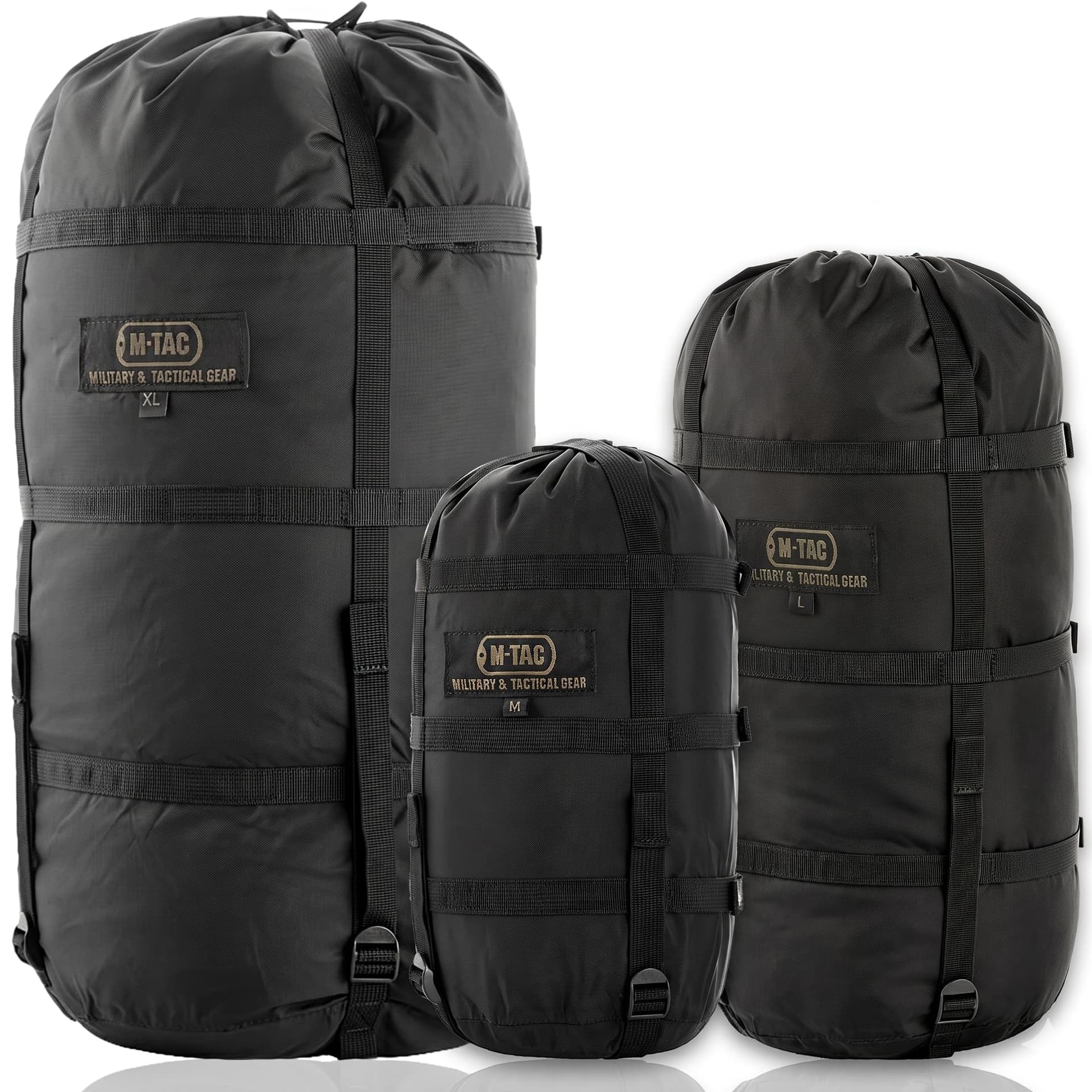 M-Tac Compression Stuff Sack for Sleeping Bag Military Water Resistant Compression Bag Lightweight Nylon Compression Sack for Travel, Camping, Hiking, Outdoor (Black, M - 12 liters) — image 1