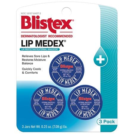 Blistex Lip Medex - Medicated Relief with Soothing Cooling - 3 Count 0.25oz Ea.