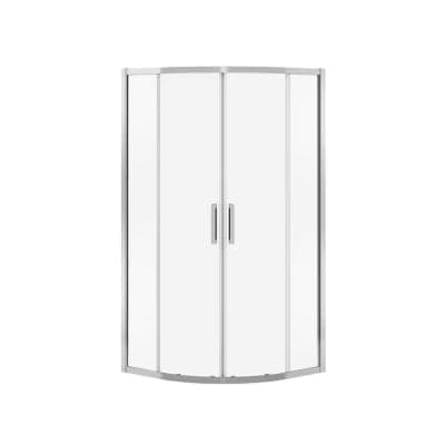 MAAX Radia 32 in. W x 32 in. L x 71.5 in. H Neo-Round Semi-Frameless Sliding Corner Shower Door in Chrome with Clear Tempered Glass