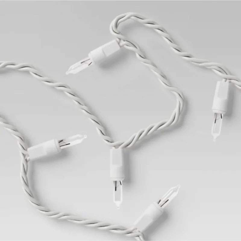 100ct Incandescent Indoor Outdoor Miniature String Lights Clear Bulbs with White Wire - Room Essentials™: UL Listed, Electric Powered